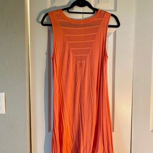 Coral sleeveless T-shirt dress